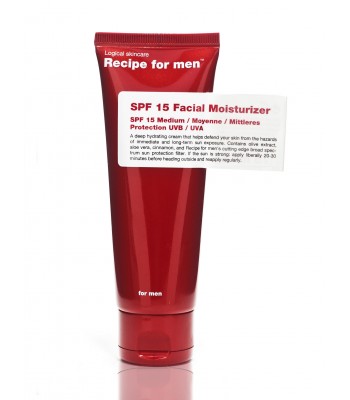 Recipe for Men Mitrinošs krēms sejas ādai aizsardzībai no saules ar SPF15, 75 ml